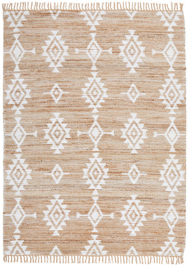 Quinton Bodhi Natural & White Jute Bohemian Tribal Pattern Rug